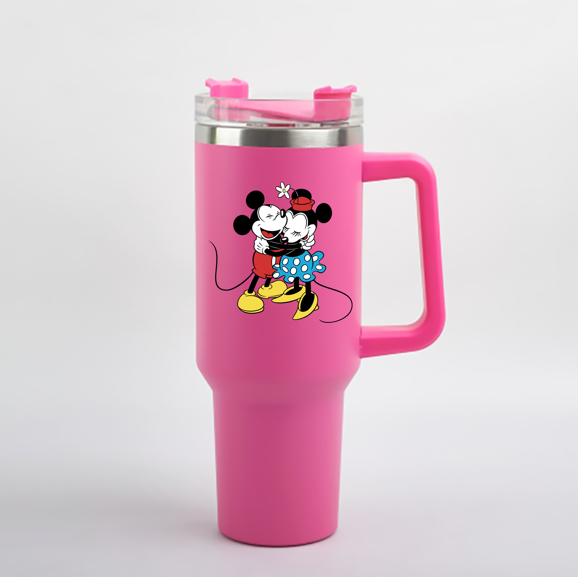 （画像用） ミッキーマウス Mickey Mouse 1200mL車用タンブラー - クリスタルステッカー（プラスチックストロー付き）